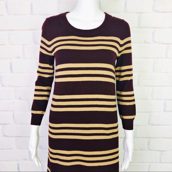 J. Crew Maroon Stripe Charley Sweater Dress - Picture 3 of 8